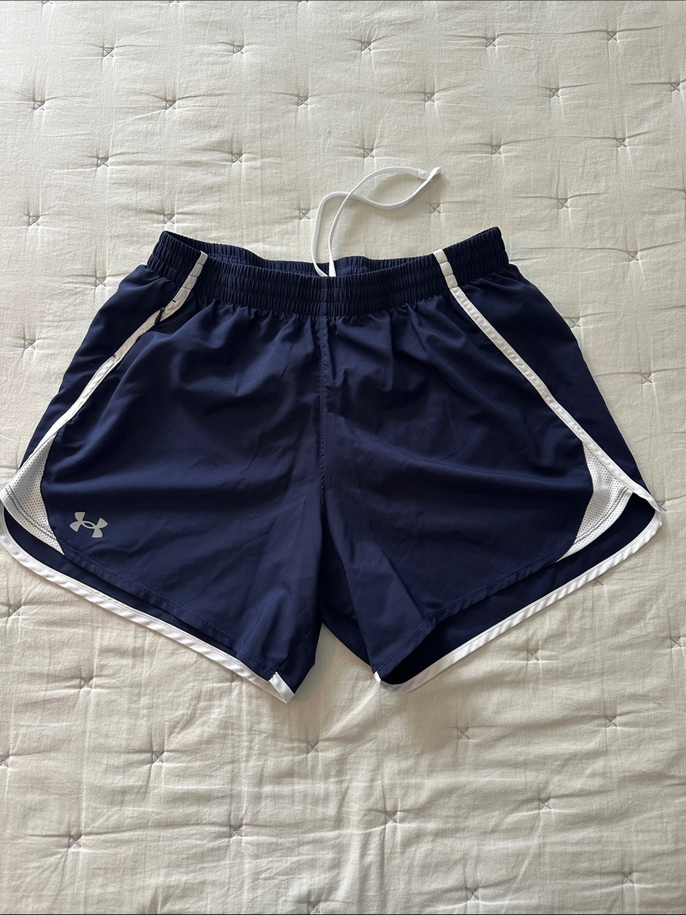 Under Armour Navy Athletic Shorts with White Trim